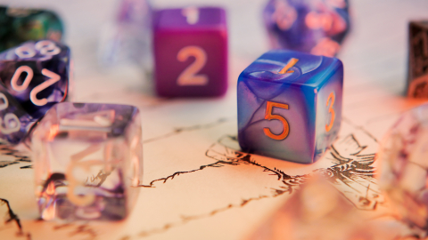 A set of six sided dice on a tabletop