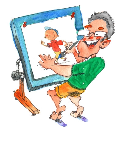 Cartoon self-portrait of artist Dana Sullivan