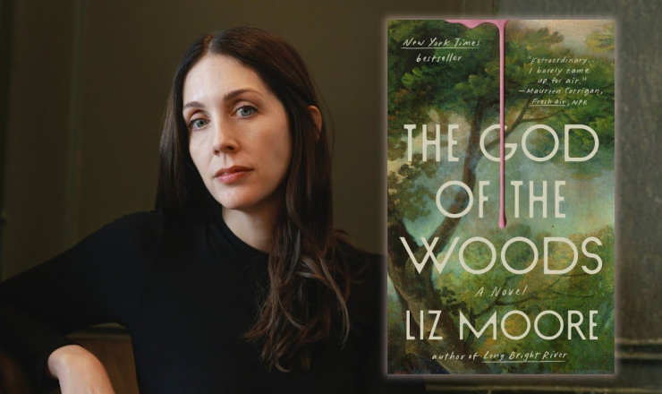 Author Liz Moore with her book "The God of the Woods"