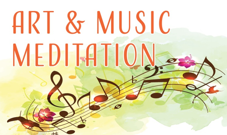 colorful music notes over yellow and green watercolor background